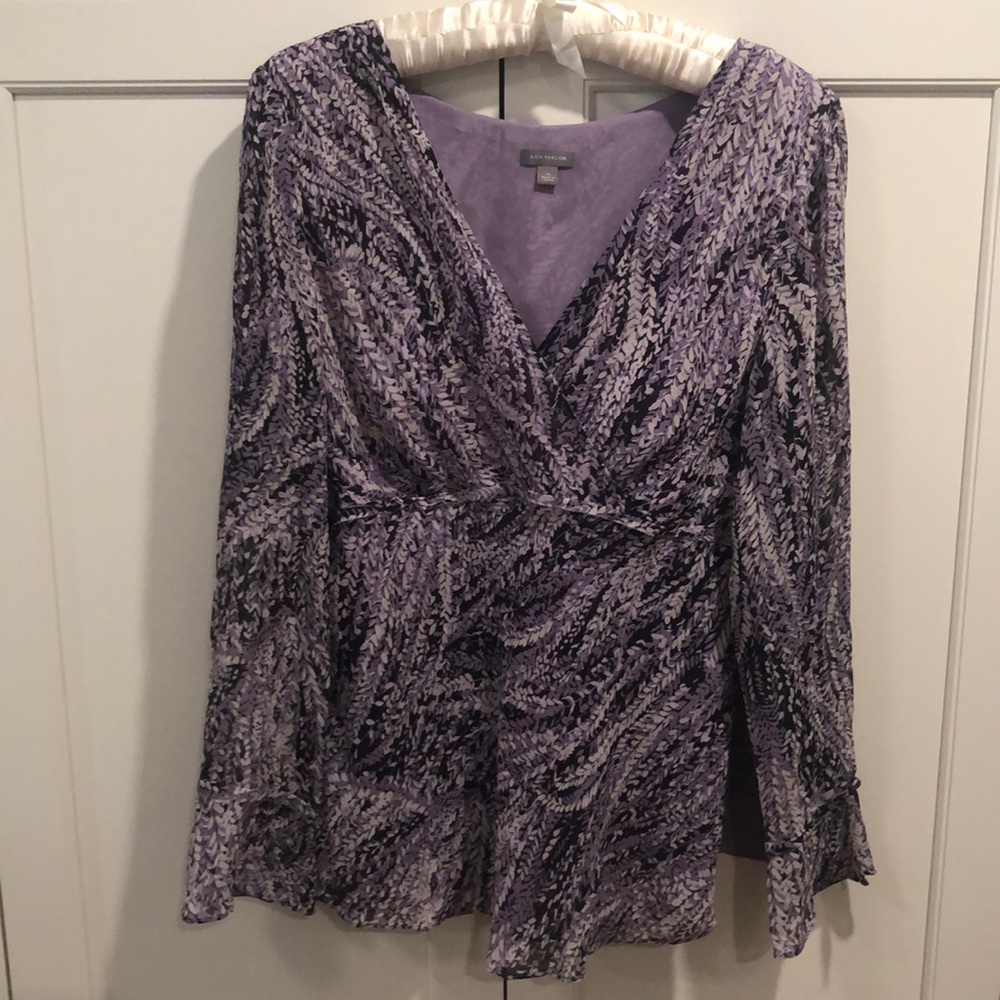 Ann Taylor Purple Georgette Top Size 14